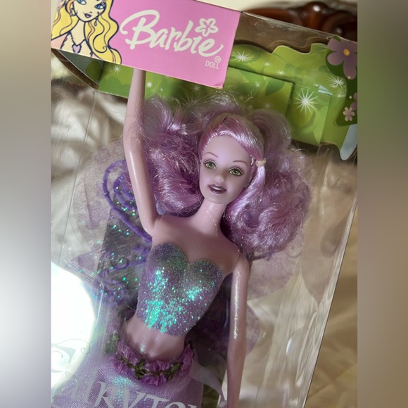 New Fairytopia PURPLE SPARKLE FAIRY Barbie Doll NIB w POP UP BOOK 2003